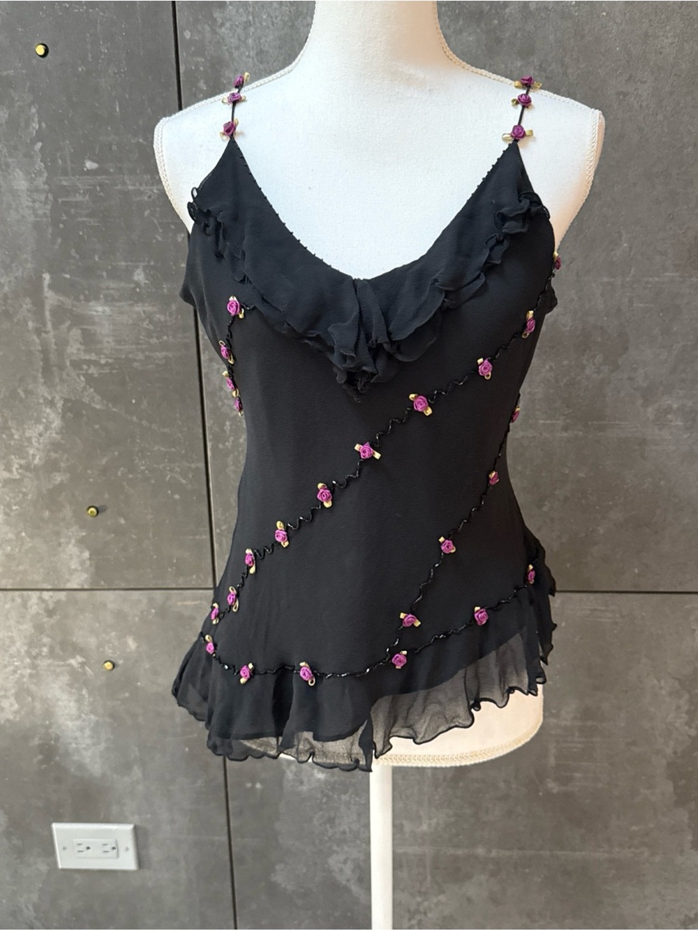 Vintage Y2K Dressbarn  collection 100% Silk floral Fairy Top size 12